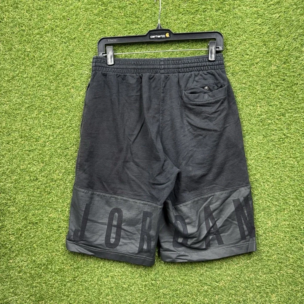 Nike JORDAN Shorts Mens Large Jumpman Logo Fleece Nike Basketball Black Y2K